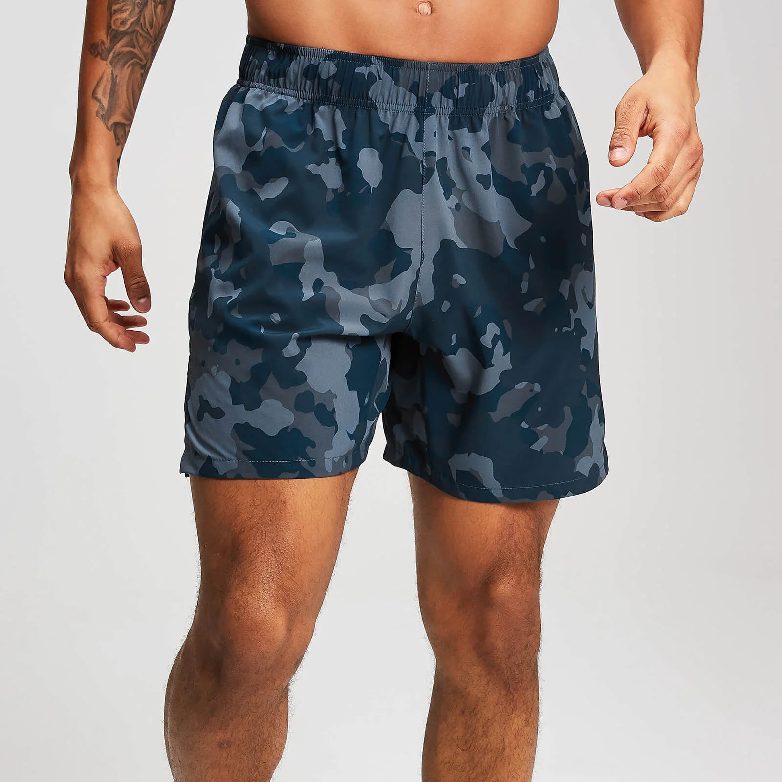 MP Training Men's Stretch Woven Shorts - Washed Blue-Camo - XS Image 1