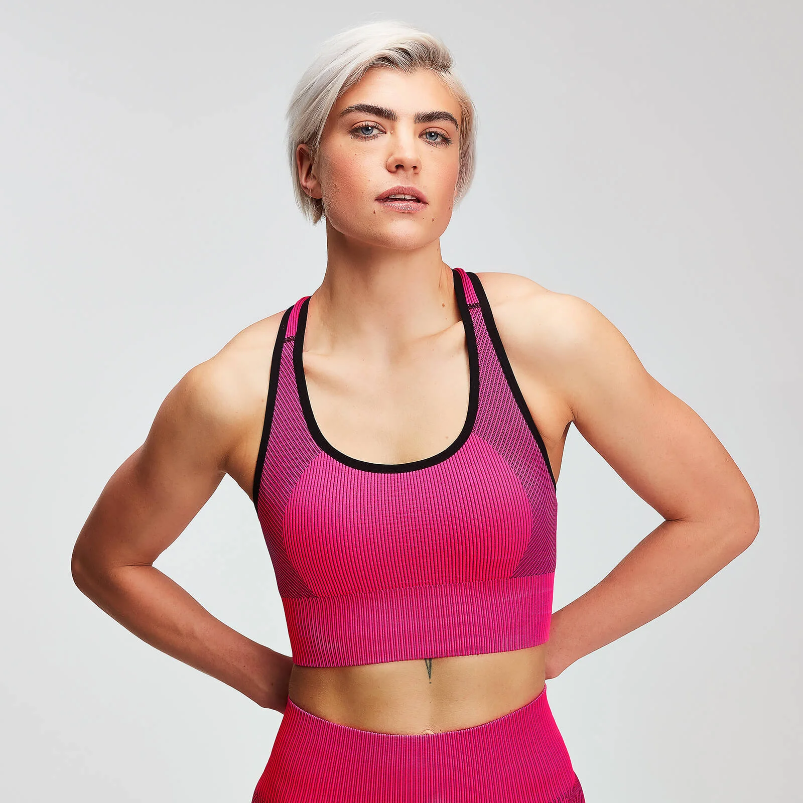 MP Contrast Seamless Women's Sports Bra - Super Pink - XS Image 1