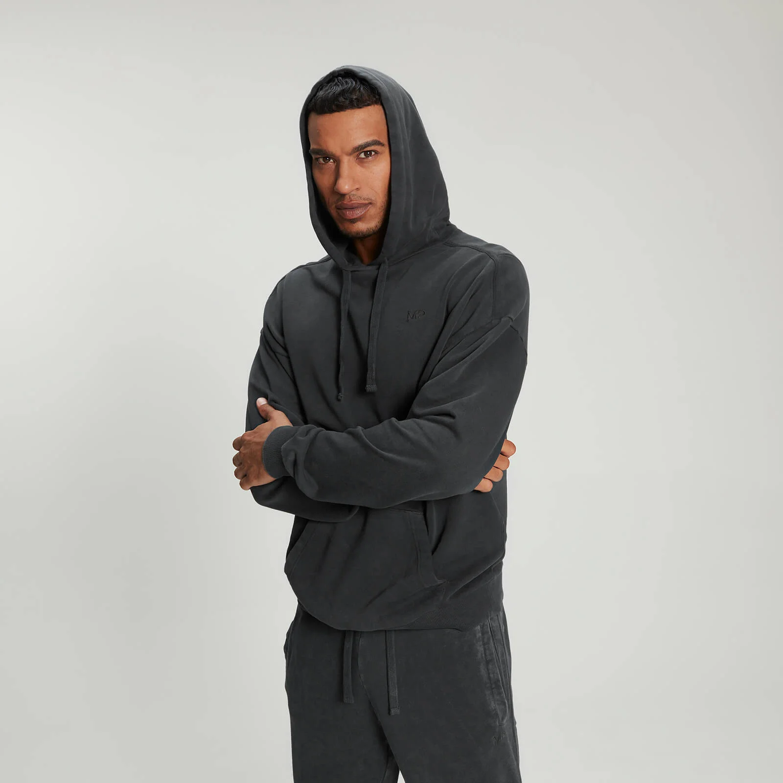 MP Men's Raw Training Hoodie - Washed Black - XS Image 1