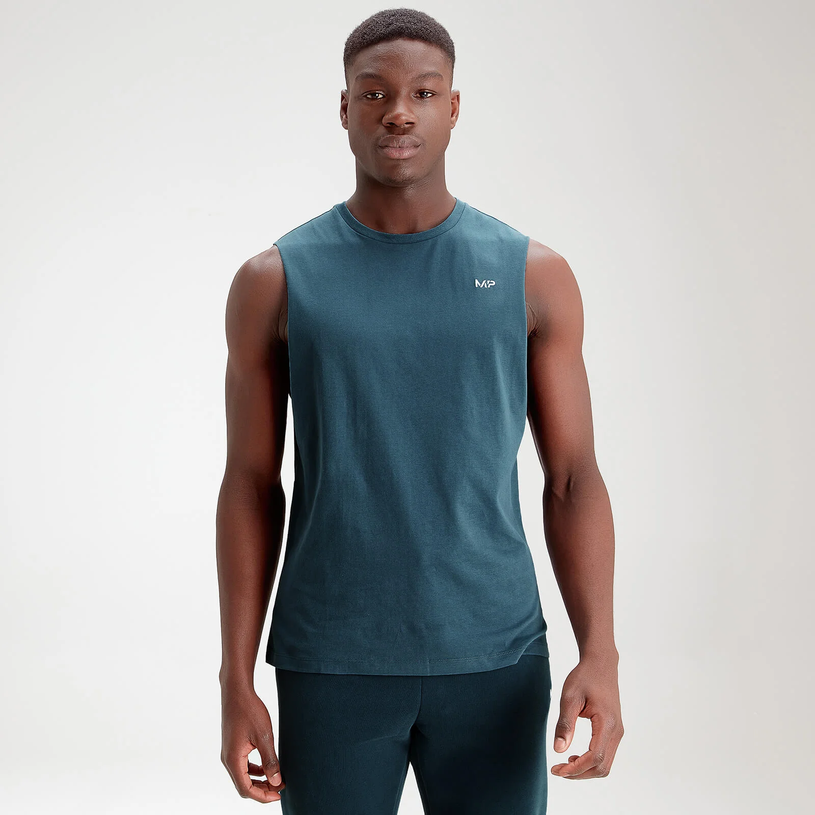 MP Men's Essential Drop Armhole Tank - Deep Sea Blue - XXS Image 1