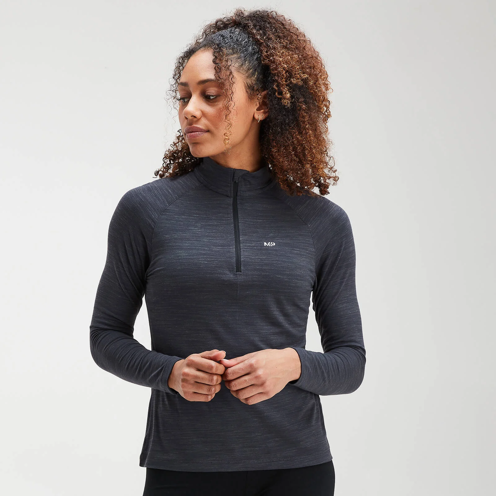 MP Women's Performance 1/4 Zip Jacket - Black/Charcoal Marl - XS Image 1