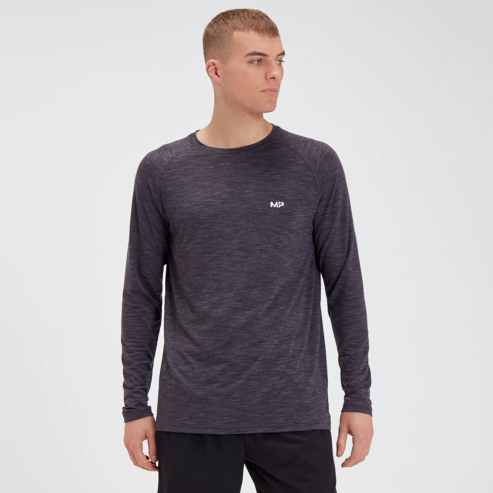 MP Men's Performance Long-Sleeve Top - Black Marl - XS Image 1