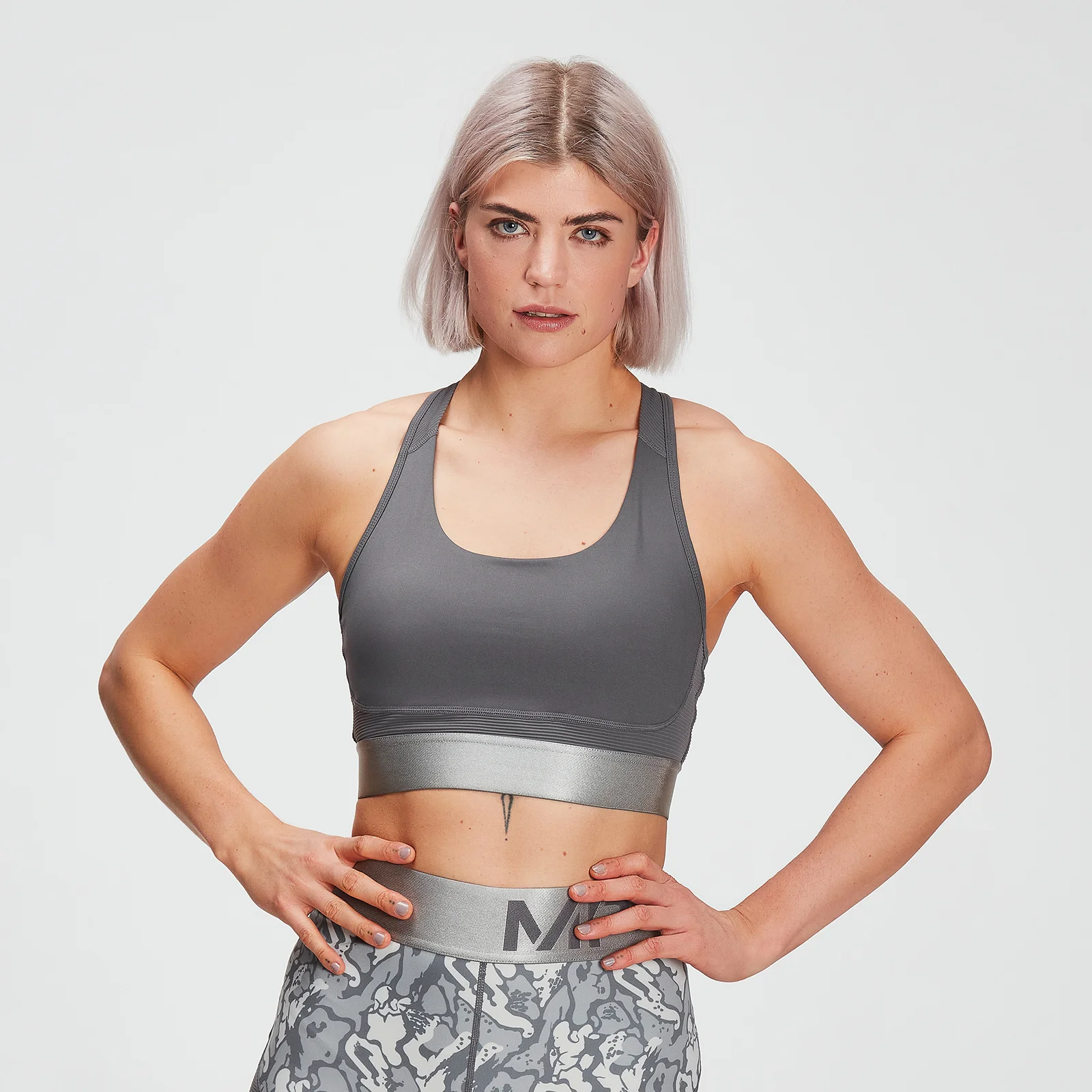 MP Women's Adapt Textured Sports Bra - Carbon - XXS Image 1