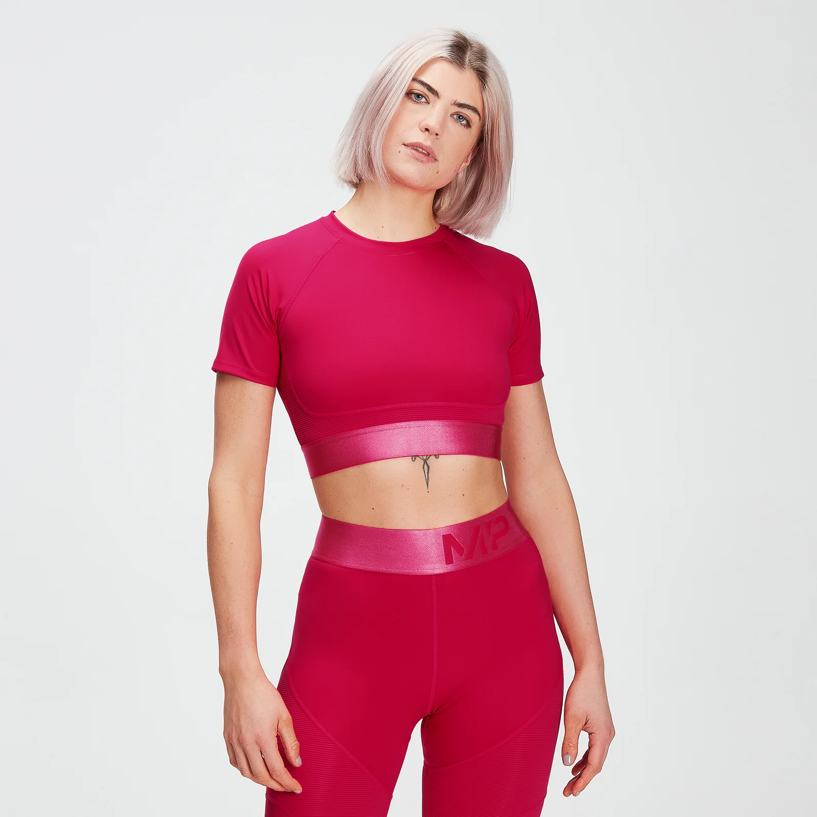 MP Women's Adapt Textured Crop Top - Virtual Pink - XXS Image 1