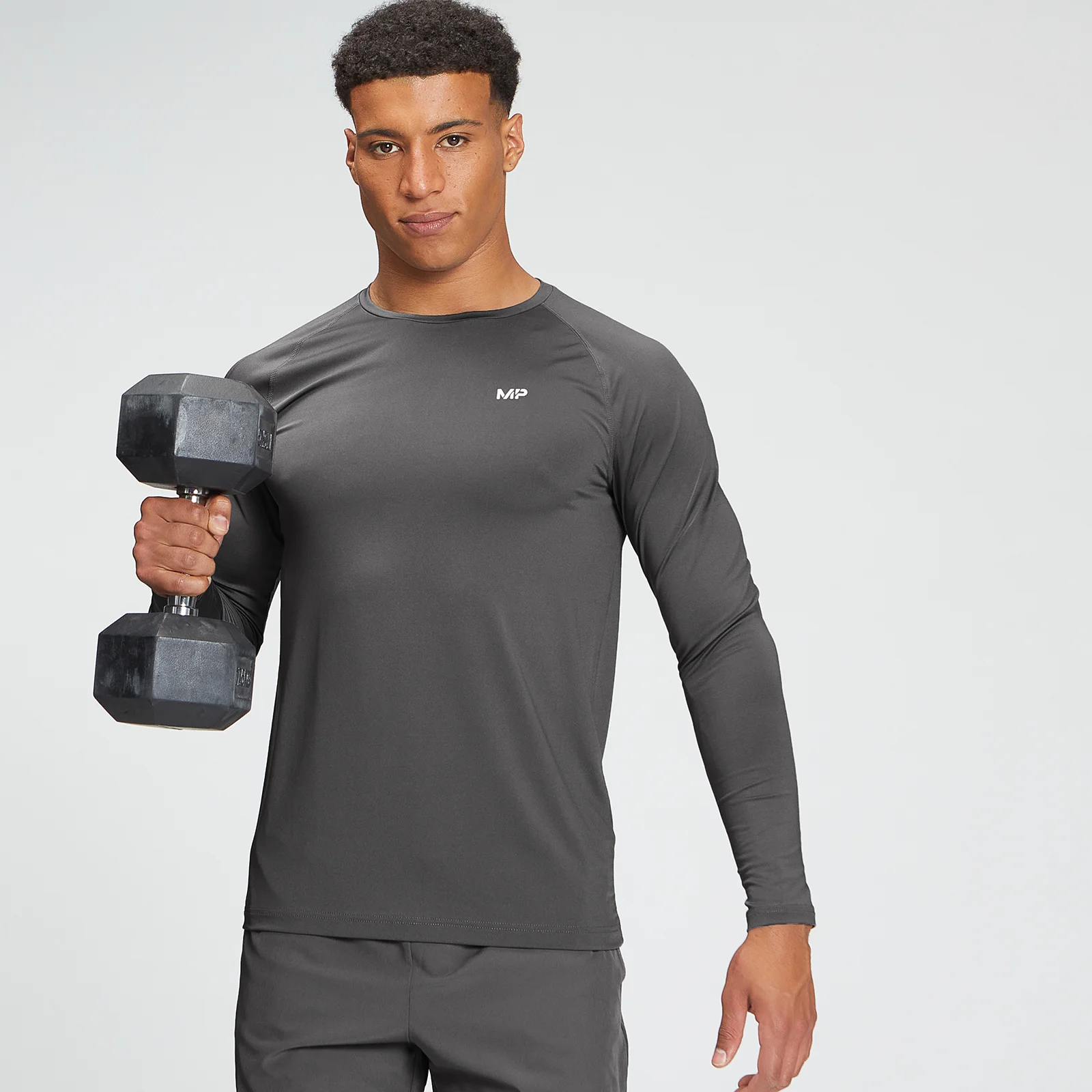 MP Men's Tempo Graphic Long Sleeve Top - Carbon - XXS Image 1