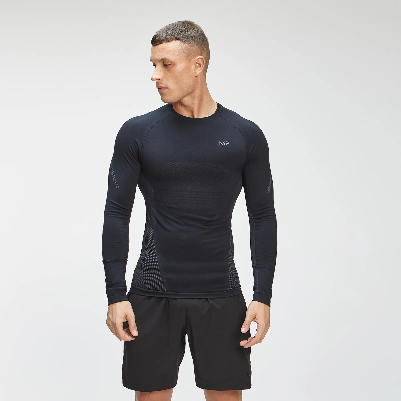 MP Men's Tempo Seamless Long Sleeve Top - Black - XXS Image 1