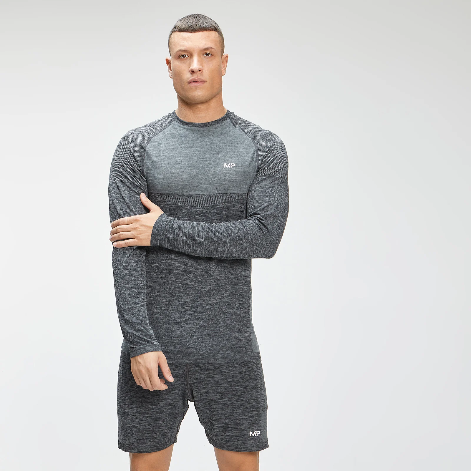 MP Men's Essential Seamless Long Sleeve Top - Dark Grey Marl - XXS Image 1