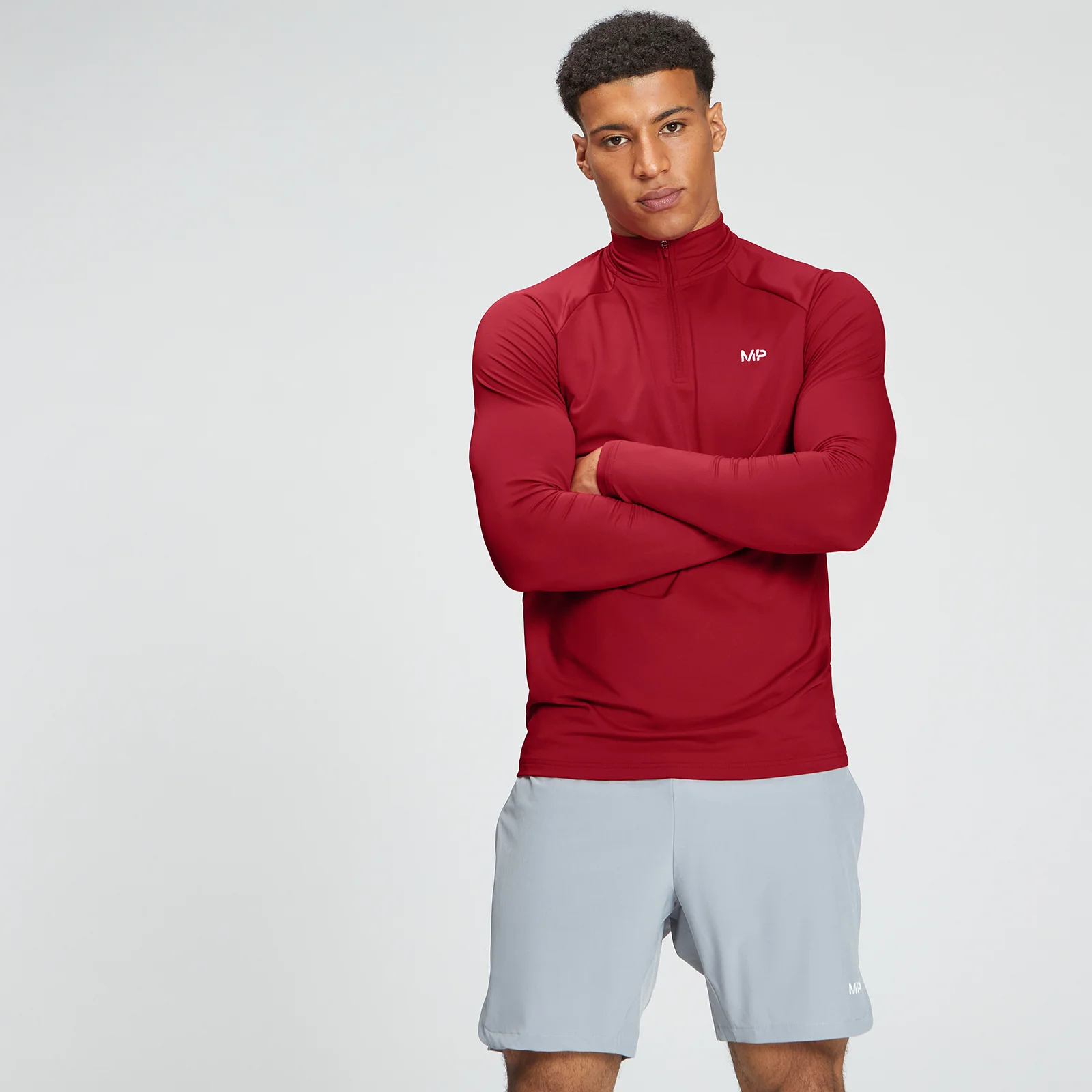 MP Men's Training 1/4 Zip - Wine - XXS Image 1