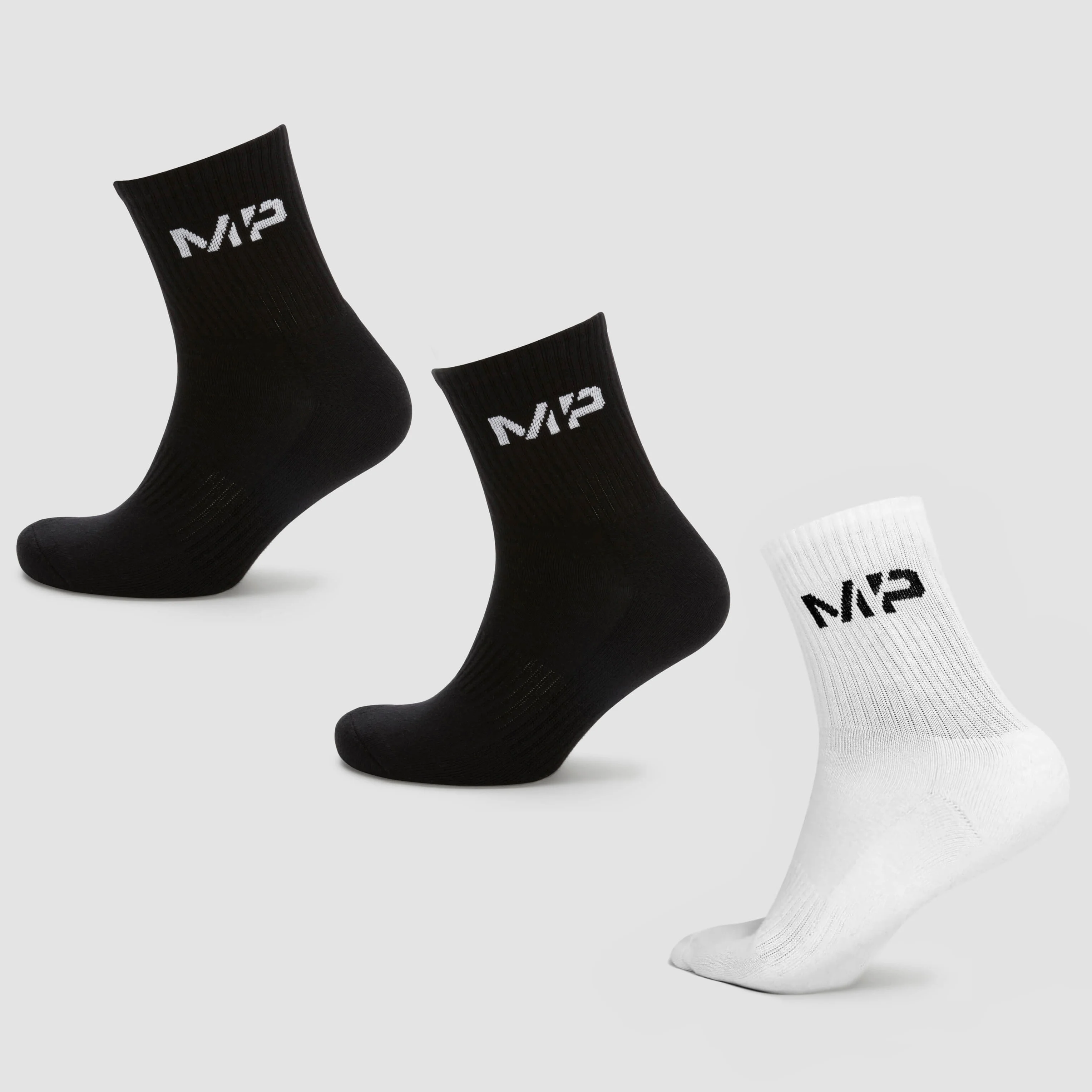 MP Women's Essentials Crew Socks (3 Pack) - Black/White - UK 3-6 Image 1