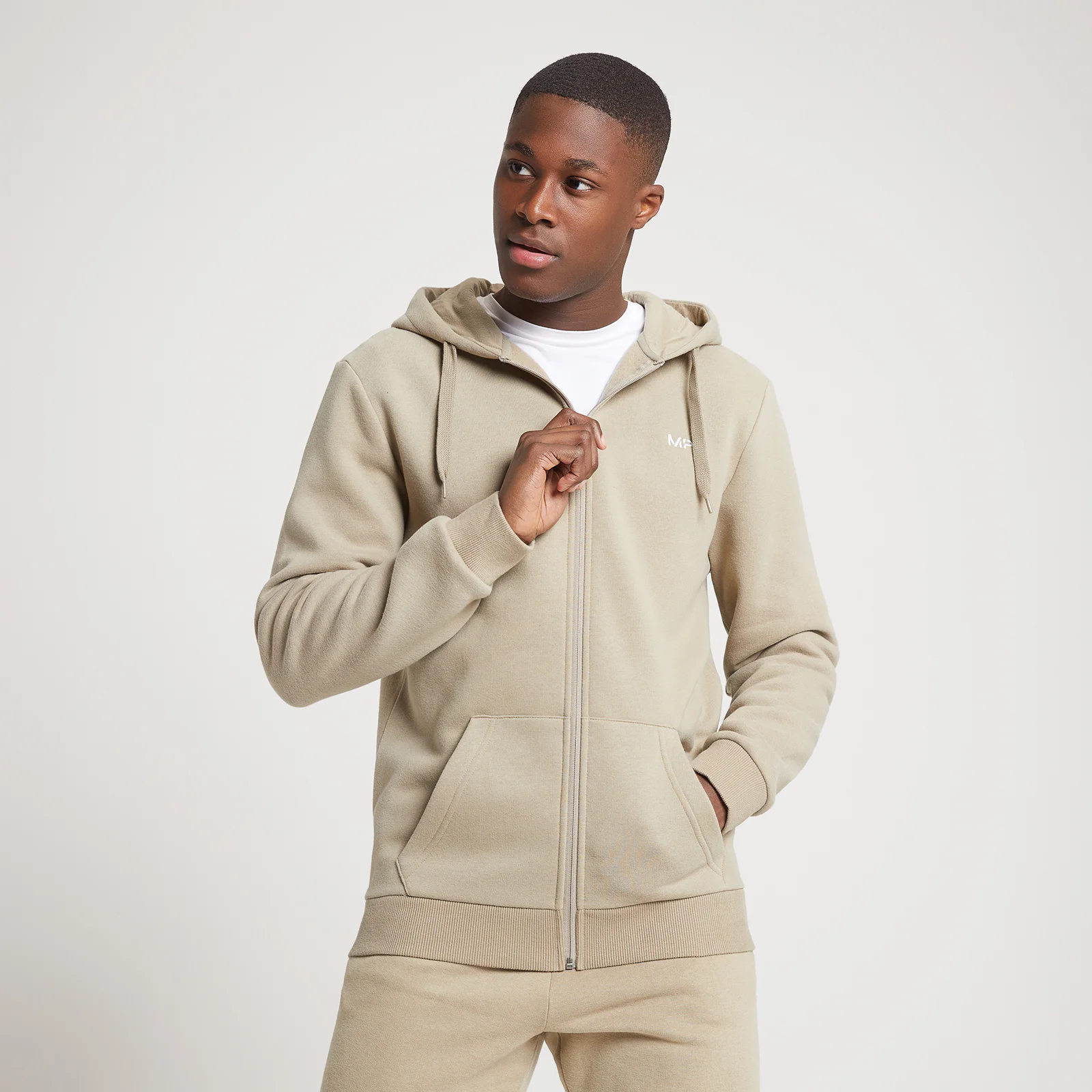 MP Men's Rest Day Zip Up Hoodie - Taupe - XXS Image 1