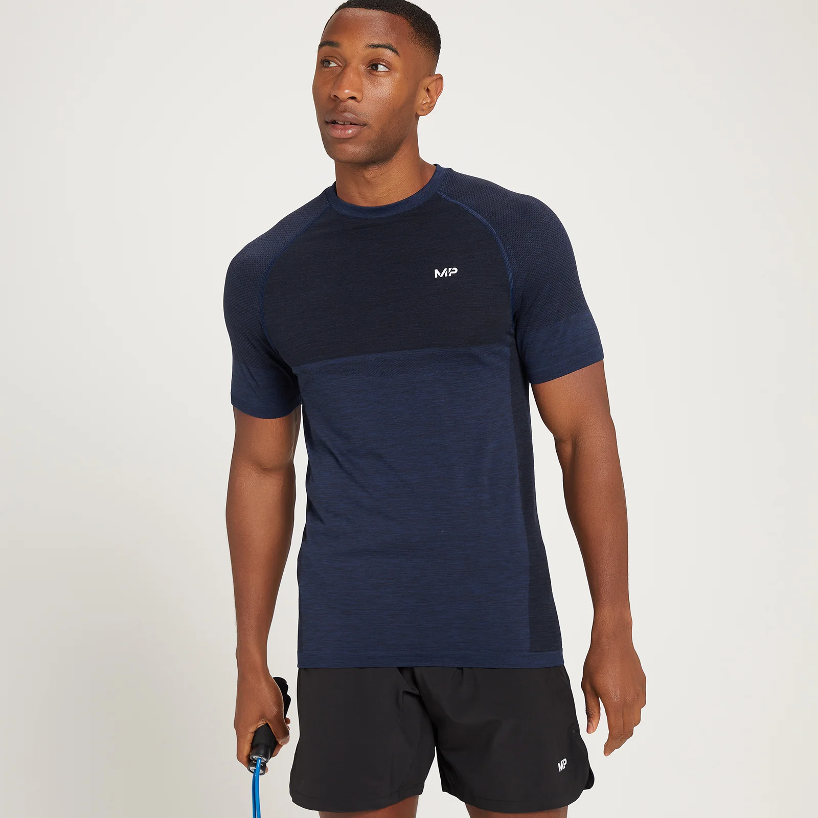 MP Men's Essential Seamless Short Sleeve T-Shirt - Deep Blue Marl - XS Image 1
