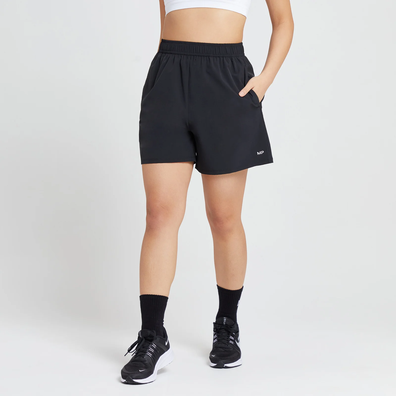 MP Women's Run Life Training Shorts - Black/ White - XS Image 1