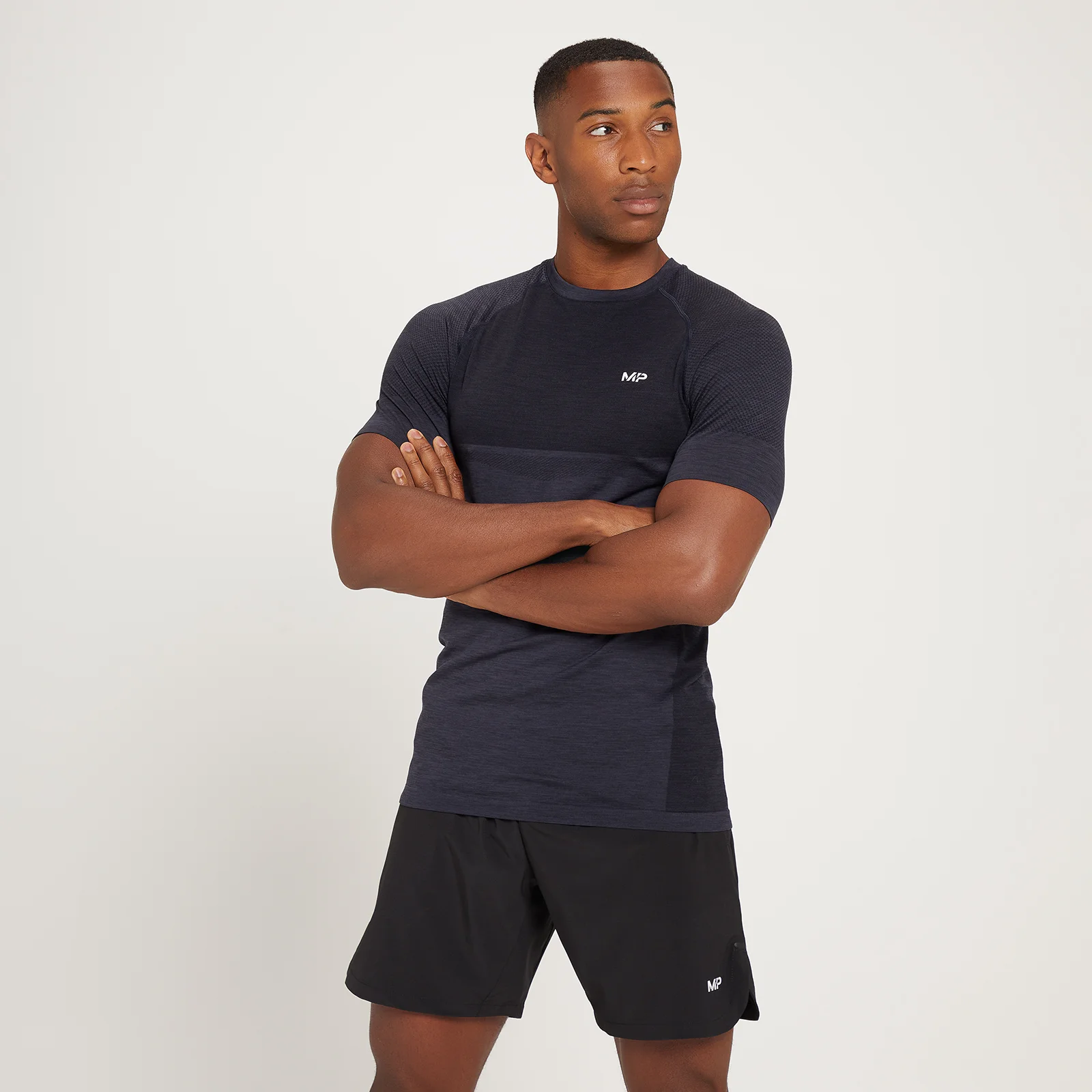 MP Men's Essential Seamless Short Sleeve T-Shirt - Black Marl - XS Image 1