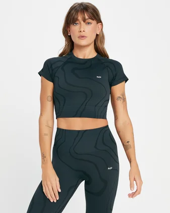 MP Women's Tempo Wave Seamless Crop Top - Black
