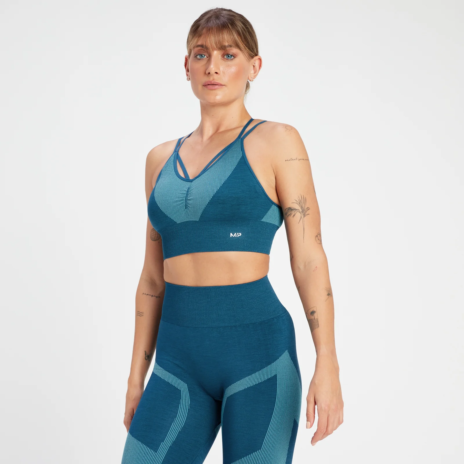 MP Women's Impact Scrunch Seamless Sports Bra - Teal Blue XS Image 1