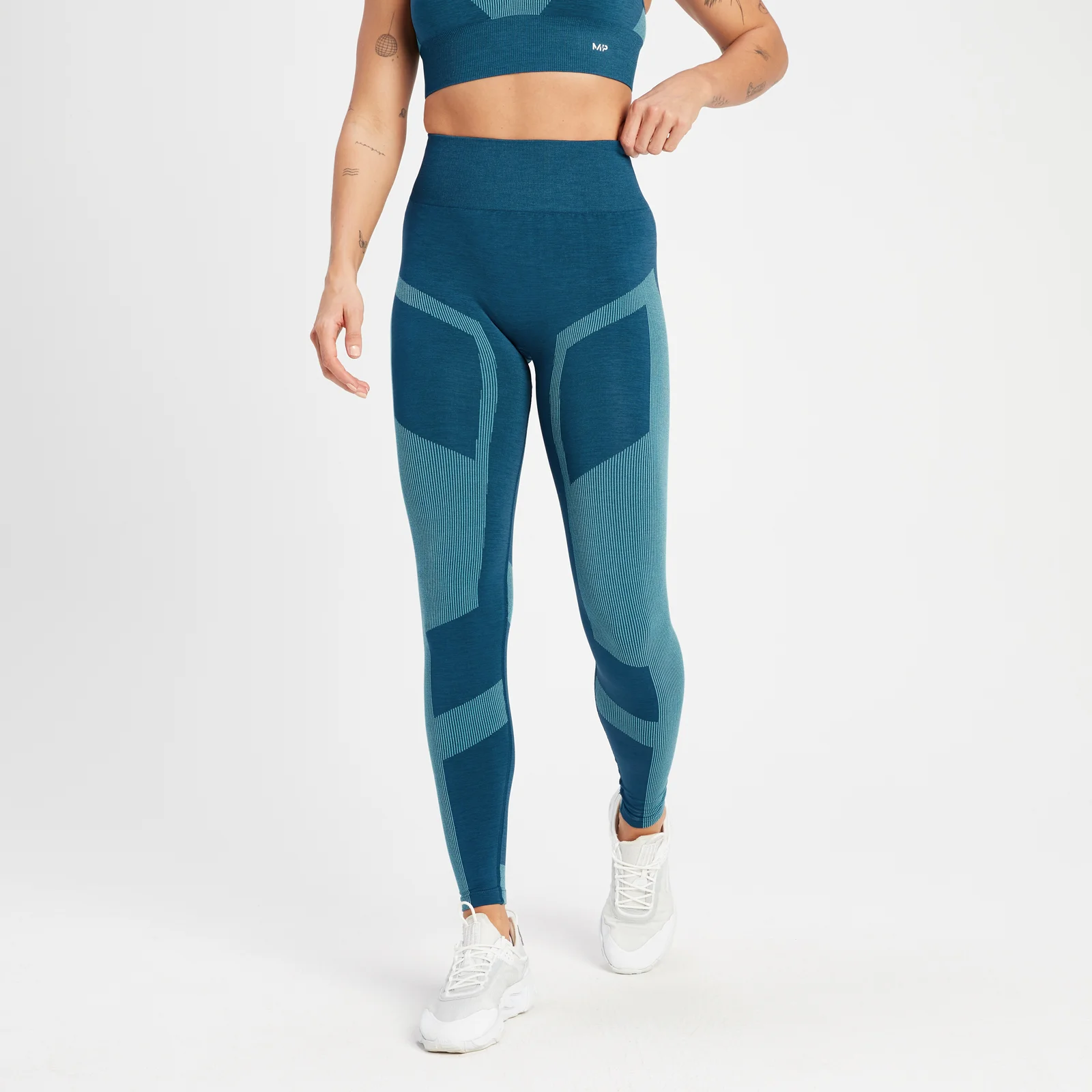 MP Women's Impact Scrunch Seamless Leggings - Teal Blue XS Image 1