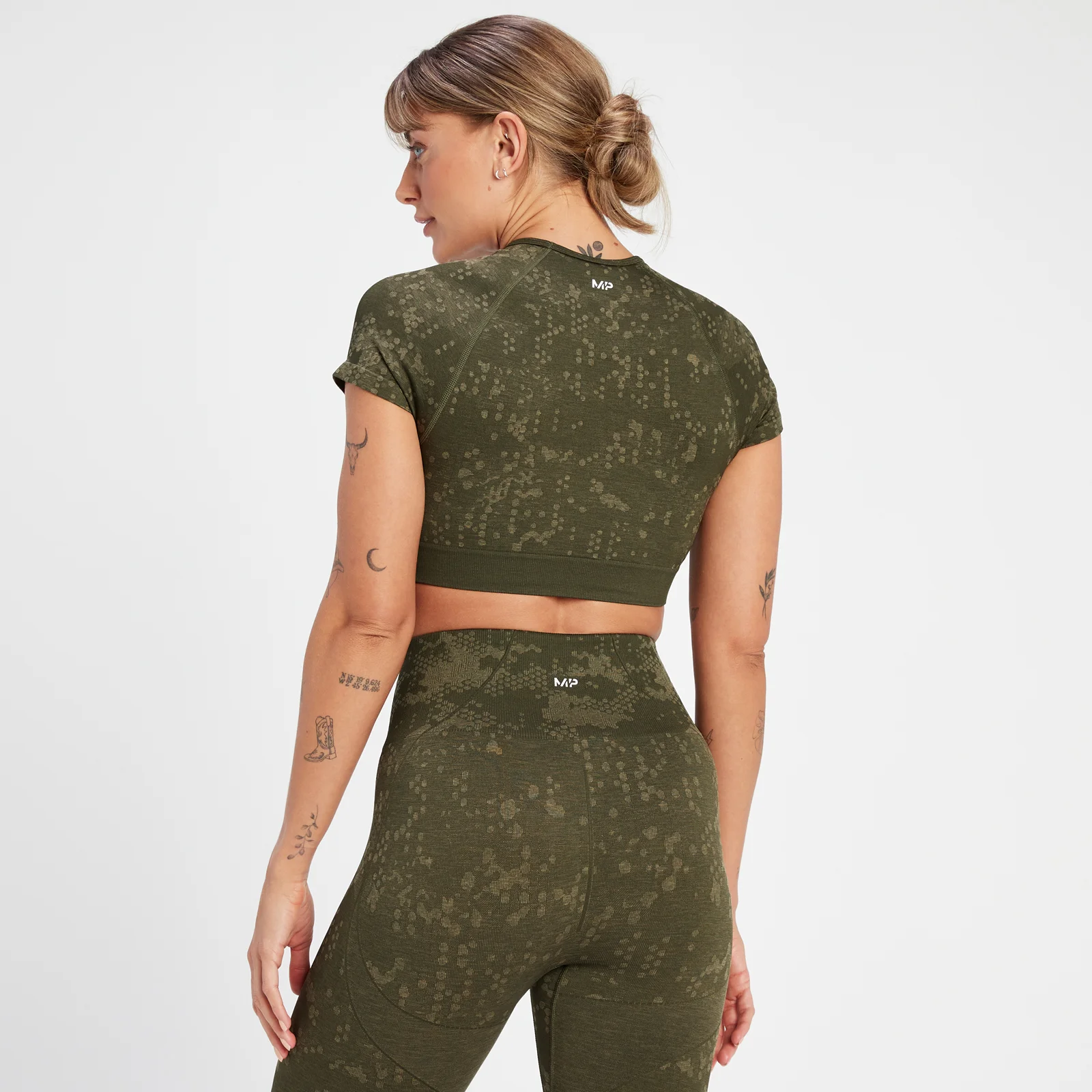 MP Women's Adapt Seamless Printed Crop Top - Olive Green - M Image 2