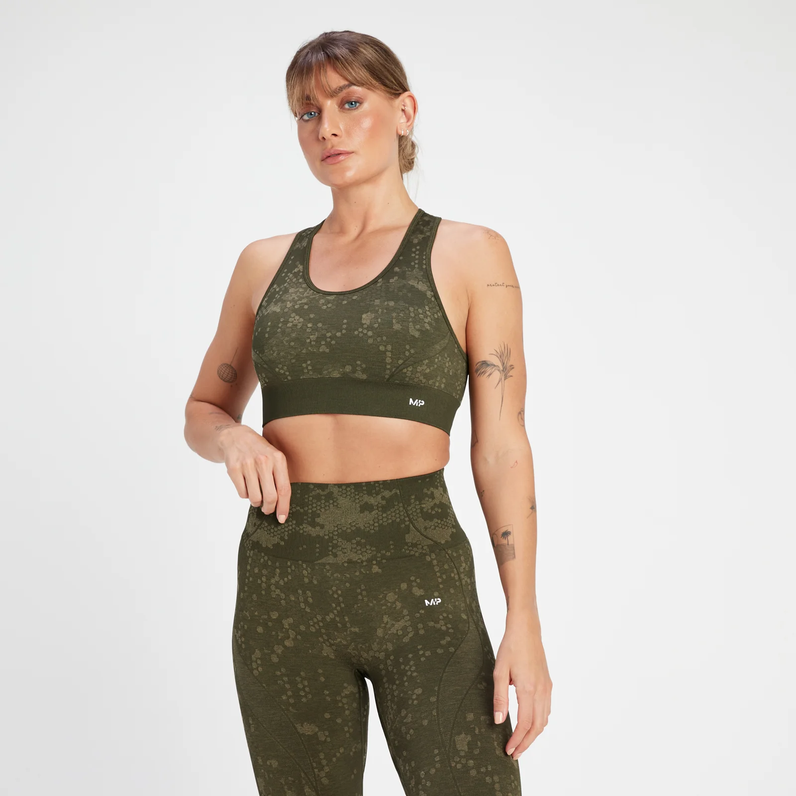 MP Women's Adapt Seamless Printed Sports Bra - Olive Green - M Image 1