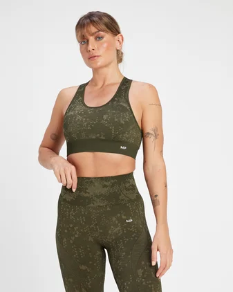 MP Women's Adapt Seamless Pattern Sports Bra - Olive Green
