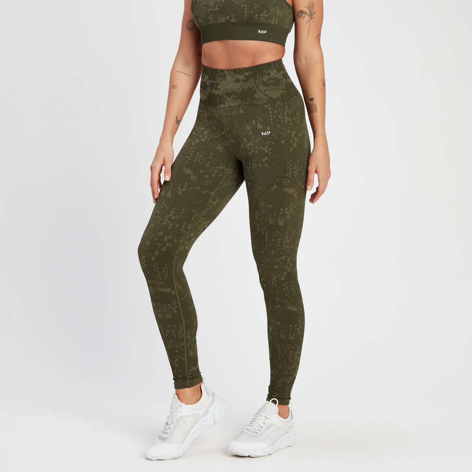 MP Women's Adapt Seamless Printed Leggings - Olive Green - XS Image 1