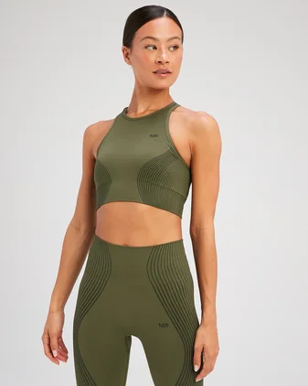 MP Women's Tempo Illusion Seamless Sports Bra - Olive Green