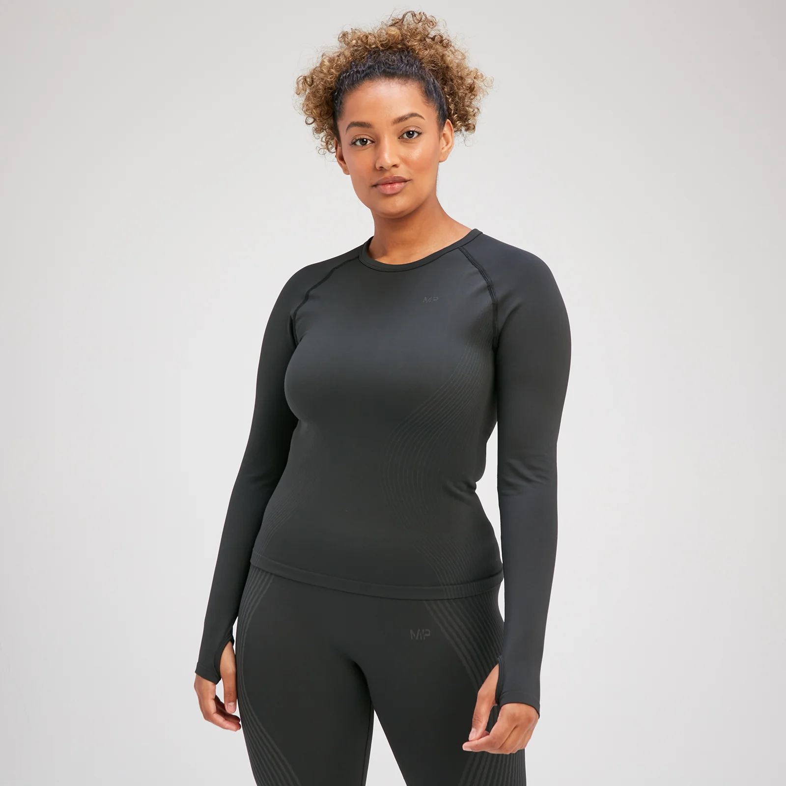 MP Women's Tempo Illusion Seamless Long Sleeve Top - Black - XS Image 1