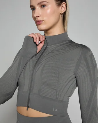MP Women's Tempo Ultra Geometric Crop Seamless Jacket - Carbon