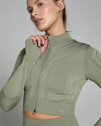 MP Women's Tempo Ultra Geometric Crop Seamless Jacket - Brindle