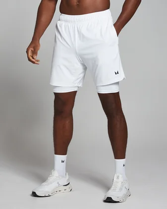 MP Men's 2-in-1 7" Training Shorts - White