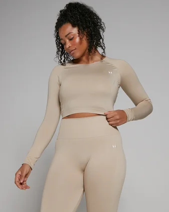 MP Women's Shape Seamless Long Sleeve Crop Top - Sandstone
