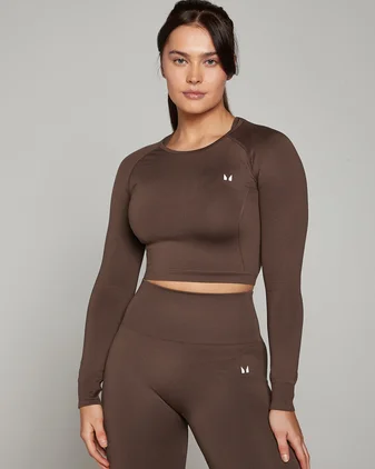 MP Women's Shape Seamless Long Sleeve Crop Top - Walnut