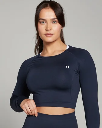 MP Women's Shape Seamless Long Sleeve Crop Top - Navy