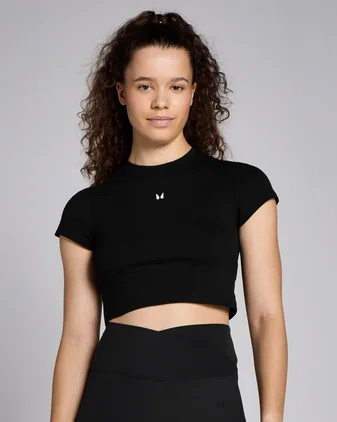 MP Women's Basics Body Fit Short Sleeve Crop T-Shirt - Black