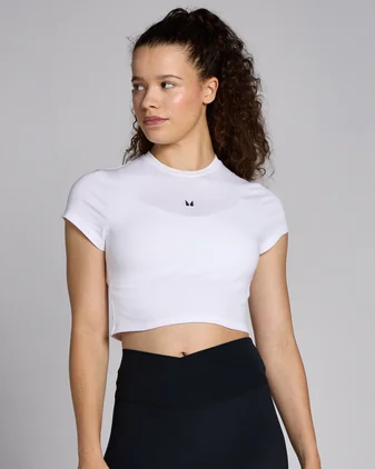 MP Women's Basics Body Fit Short Sleeve Crop T-Shirt - White