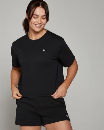 MP Women's Basics Boxy Short Sleeve Crop T-Shirt - Black