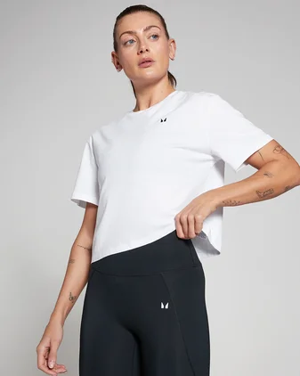 MP Women's Basics Boxy Short Sleeve Crop T-Shirt - White