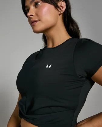 MP Women's Power Short Sleeve Crop Top - Black