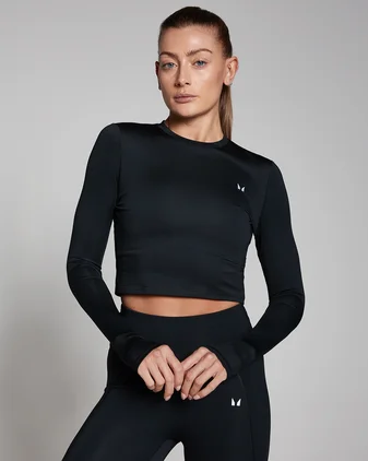 MP Women's Training Body Fit Long Sleeve Crop T-Shirt - Black