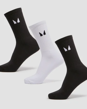 MP Unisex Crew Socks (3 Pack) - Black/White