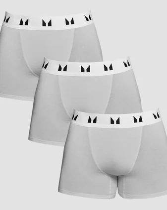 Men's Cotton Boxers (3 Pack) - Grey Marl/White