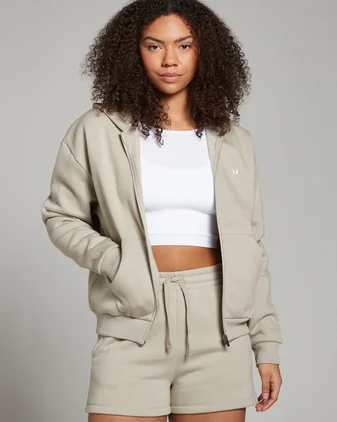 MP Women's Basics Oversized Zip Through Hoodie - Fog