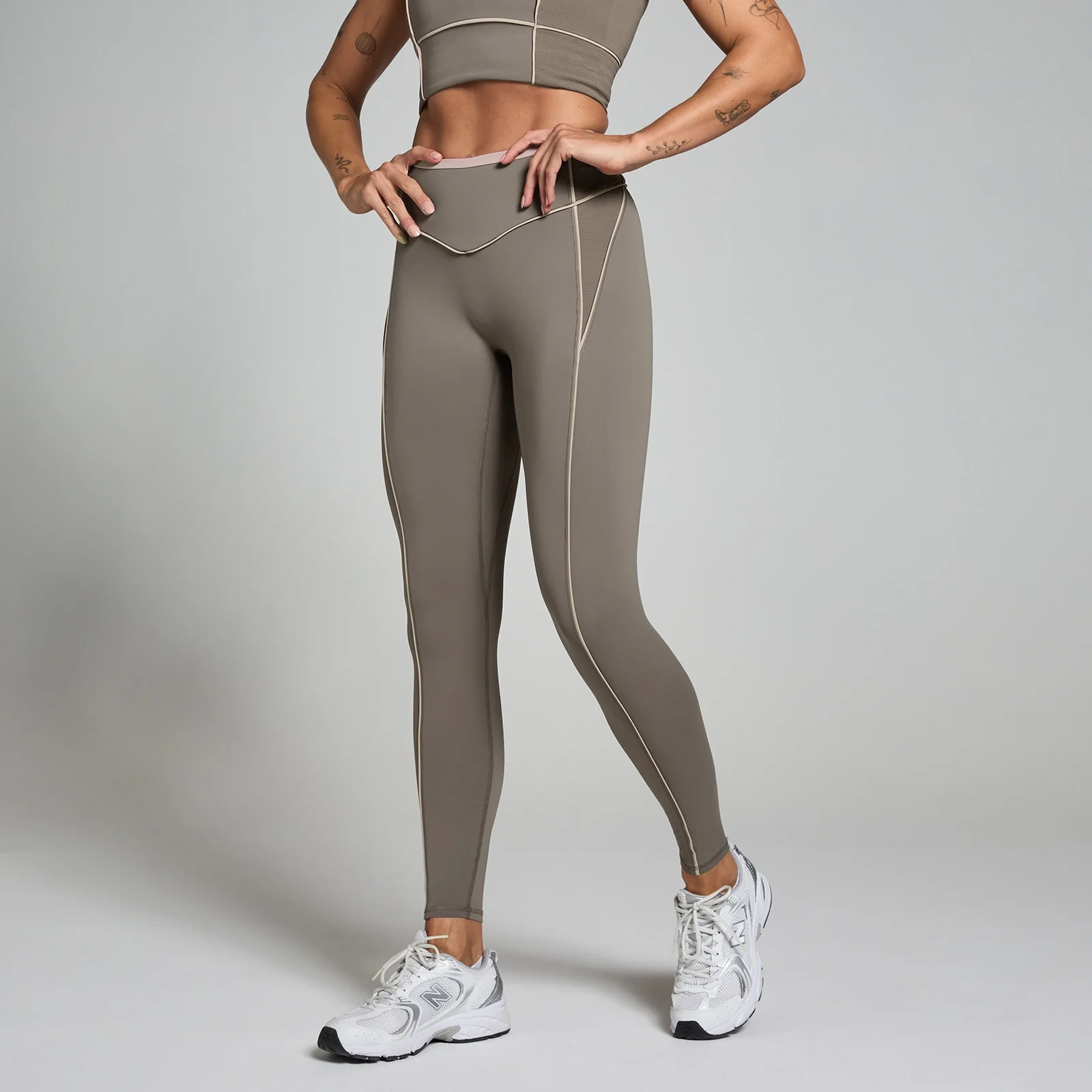 MP Women's Tempo Better Contrast Texture Leggings - Espresso - XL Image 1