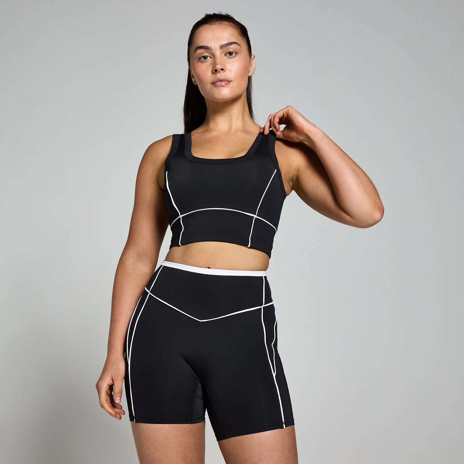 MP Women's Tempo Better Contrast Texture Sports Bra - Black - S Image 1