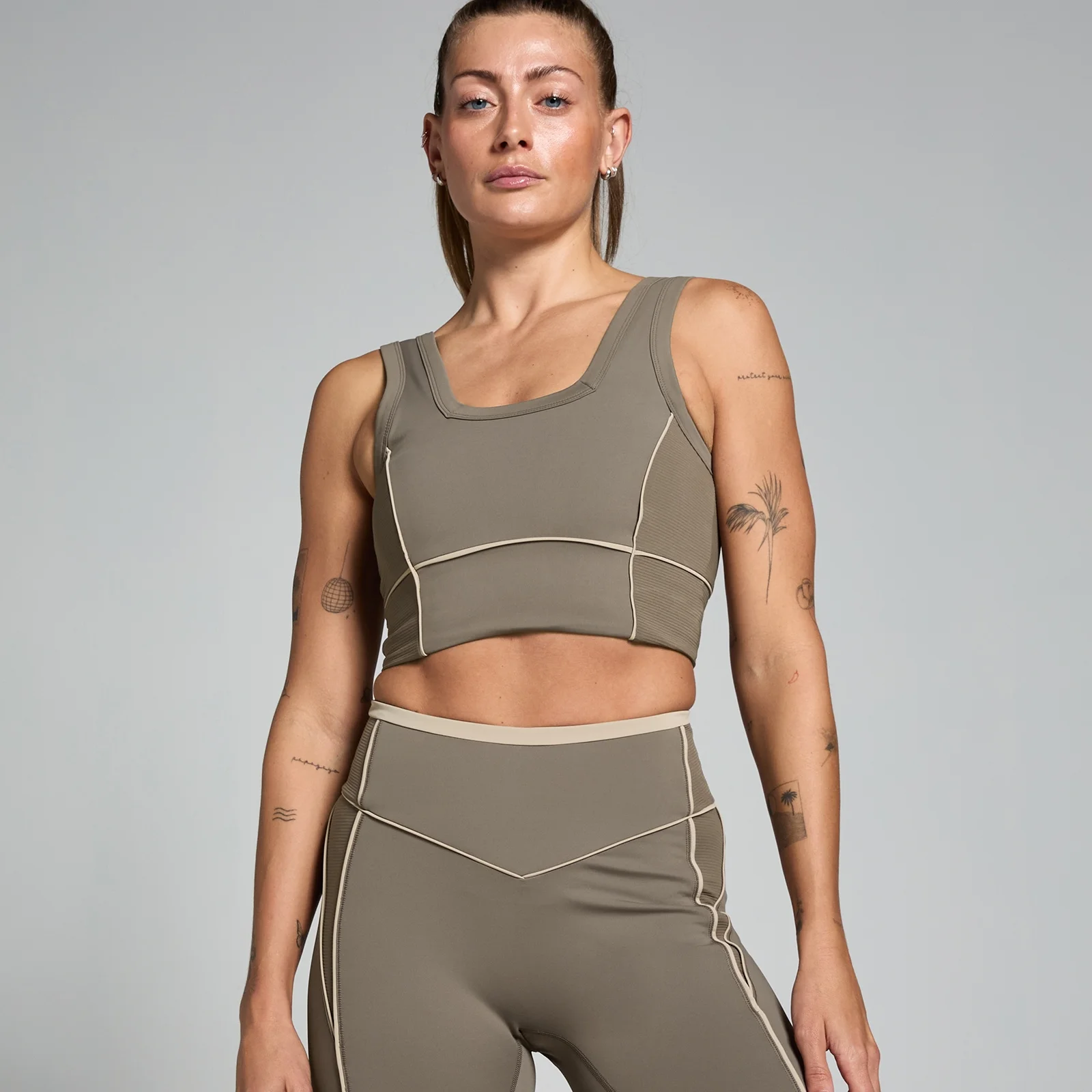 MP Women's Tempo Better Contrast Texture Sports Bra - Espresso - XS Image 1