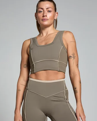 MP Women's Tempo Contrast Texture Sports Bra - Espresso