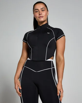 MP Women's Tempo Contrast Piping 1/4 Zip Top - Black