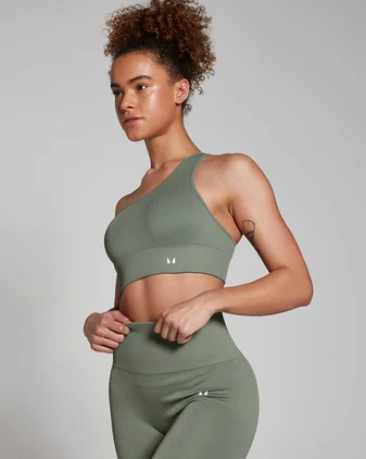 MP Women's Tempo Rib Seamless Asymmetric Bra - Moss Green