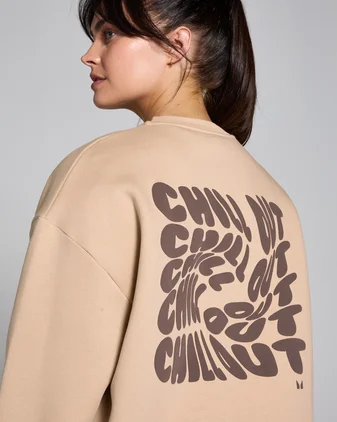MP Women's Tempo Oversized Chill Out Graphic Sweatshirt - Cream
