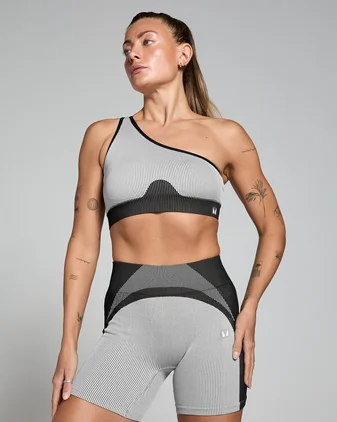 MP Women's Contrast Rib Seamless Bra - Black/Grey