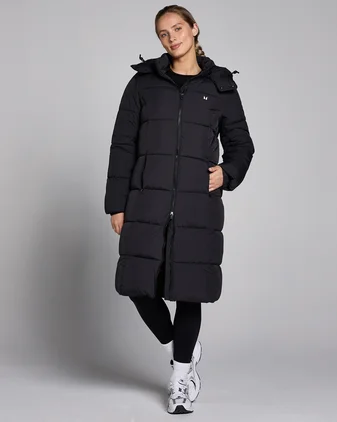 MP Women's Long Padded Puffer Jacket - Black